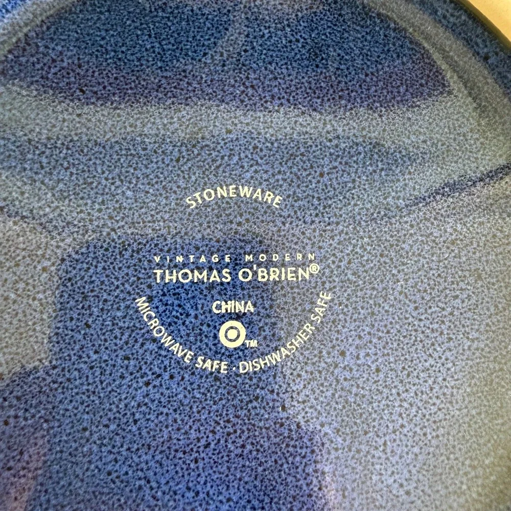Thomas O'Brien Vintage Modern Blue Stoneware Veggie Serving Bowl 9.5
